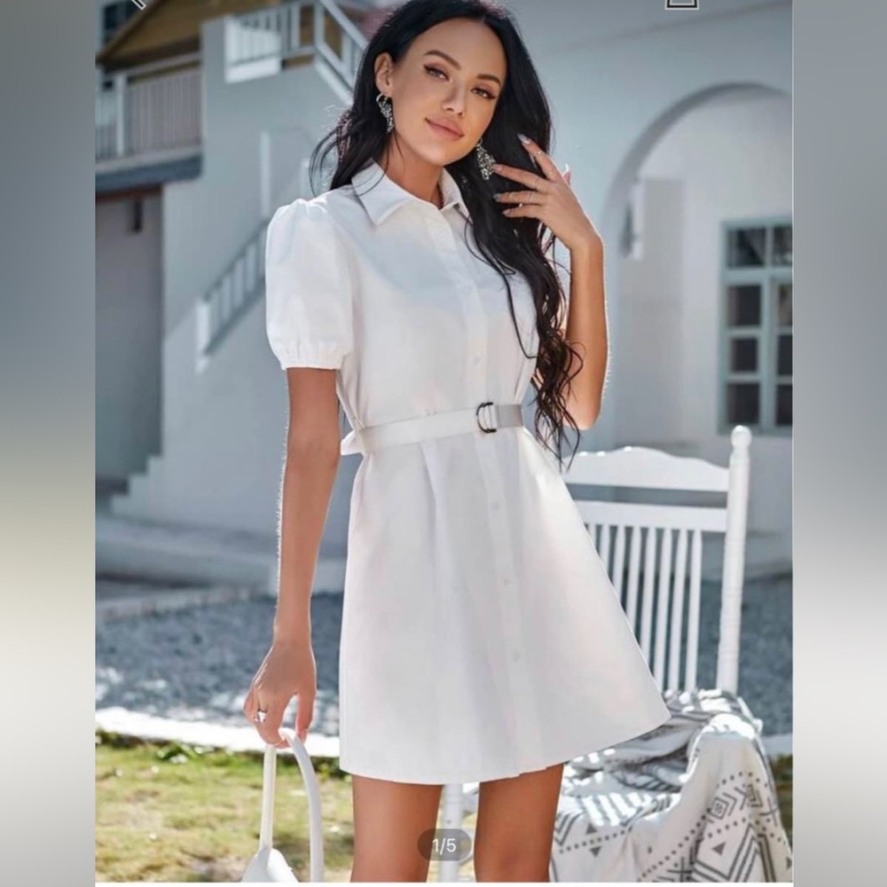 SHEIN White belted dress